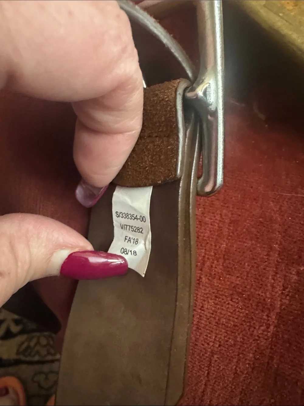 GAP Brown Suede Belt with Silver Rectangular Buckle